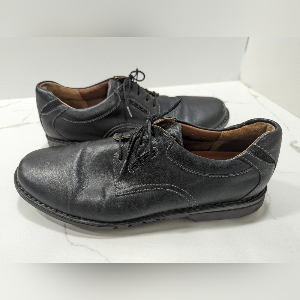 Clarks 1825 Unstructured Ravel Black Leather Comfort Mens Lace Up Shoe Shoes 11